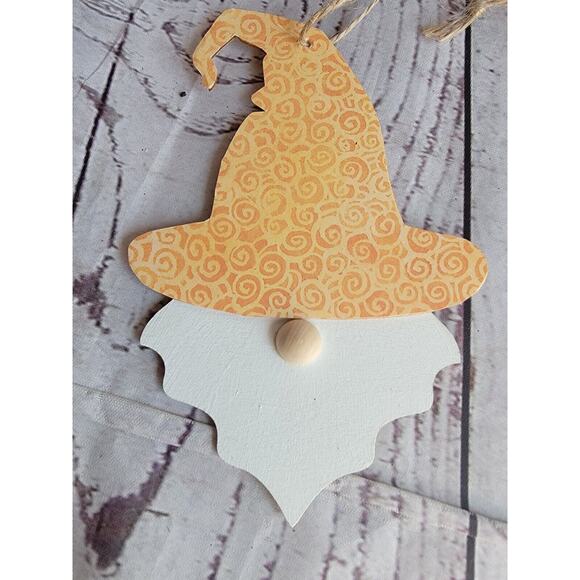 Fall Gnome Wood Ornaments Decor Fall Tree Handmade Orange Yellow - Picture 2 of 8